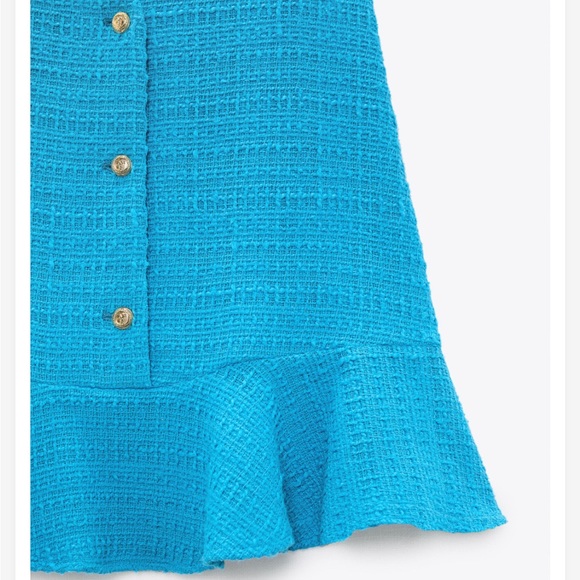 NWT! Zara blue dress. Size S fits like a M. Beautiful detailed silver bottoms. - Picture 2 of 6